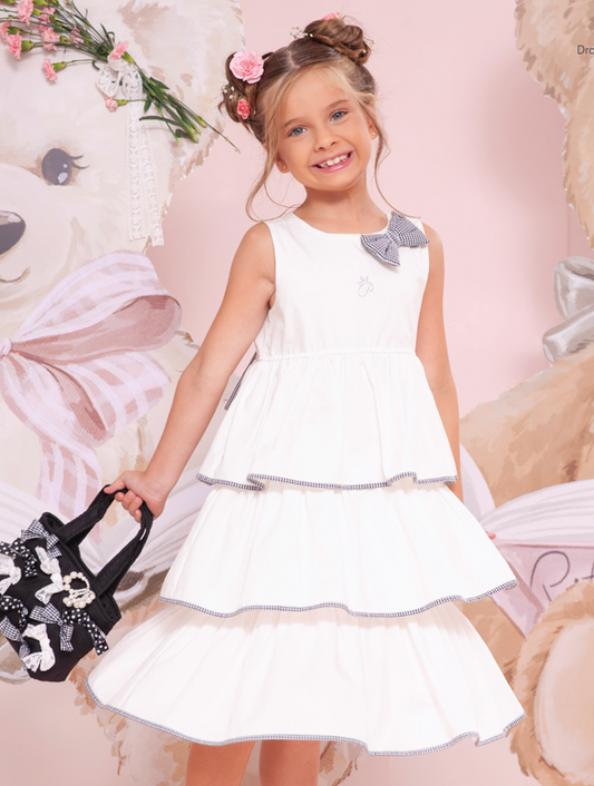 Vestido Infantil Babados Debrum Laço Xadrez - Pituchinhus