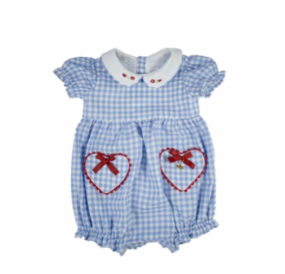Pimpão Bebê Luxo Gola Bordada Renda Xadrez Azul - Roana