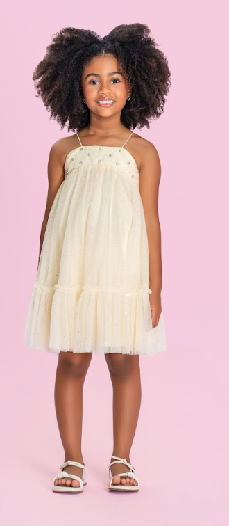 Vestido Infantil Em Tule Com Pedrarias - Petit Cherie