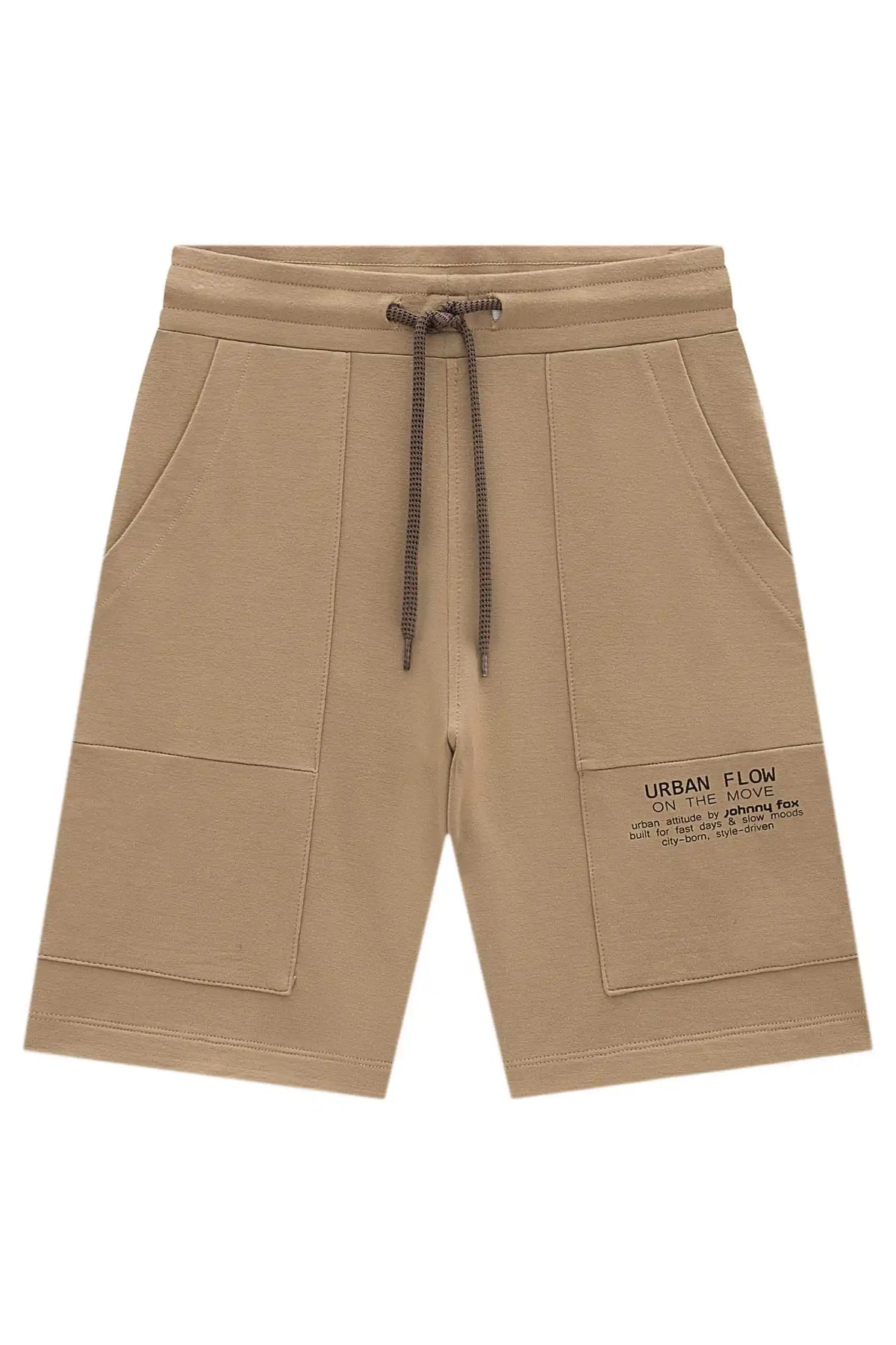 Bermuda Infantil Moletom com Elastano Bege Escuro - Little Johnny
