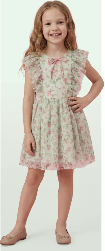 Vestido Infantil Rodado Em Tule Estampa Exclusiva - Luluzinha