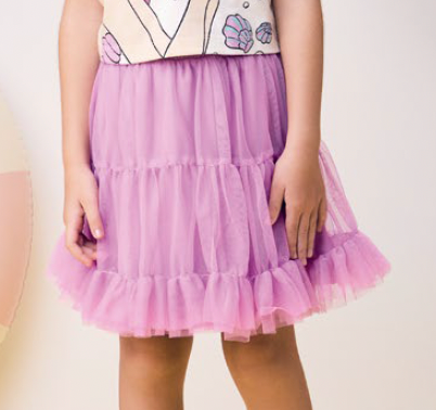 Saia Infantil Tule com Babadinho Rock Rose - Momi