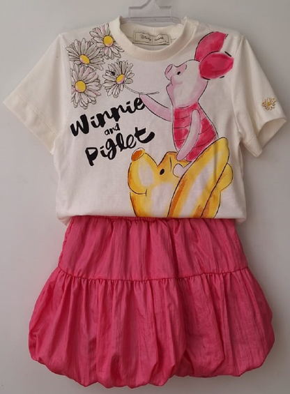 Conjunto Infantil T-Shirt Pooh e Balonê Rosa - Animê