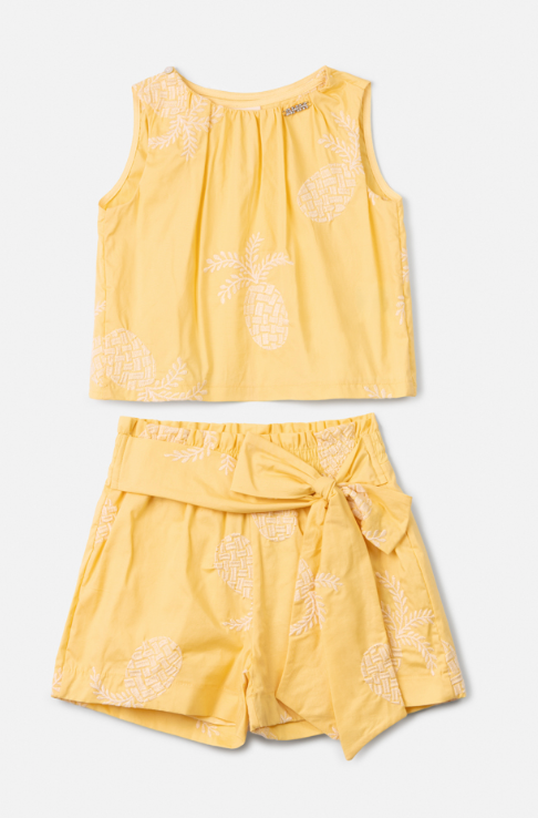 Conjunto Infantil Blusa e Shorts Laço Maxxi Amarelo - Animê