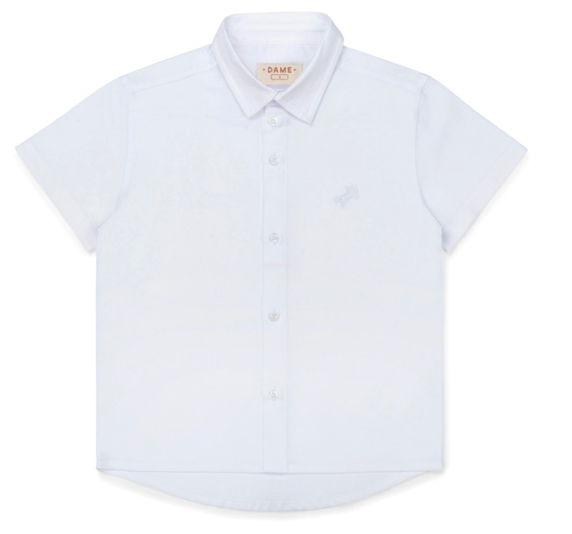 Camisa Infantil MC Oxfordine Branco - Dame