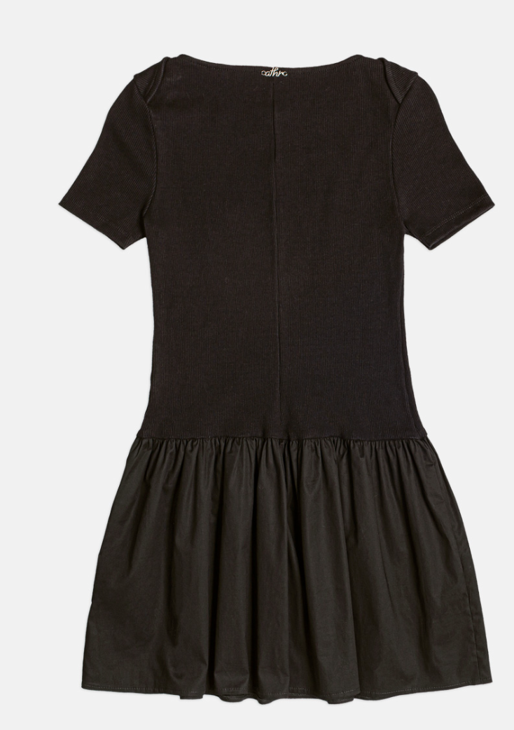 Vestido Teen Ribana e Saia no Tricoline Preto - Authoria