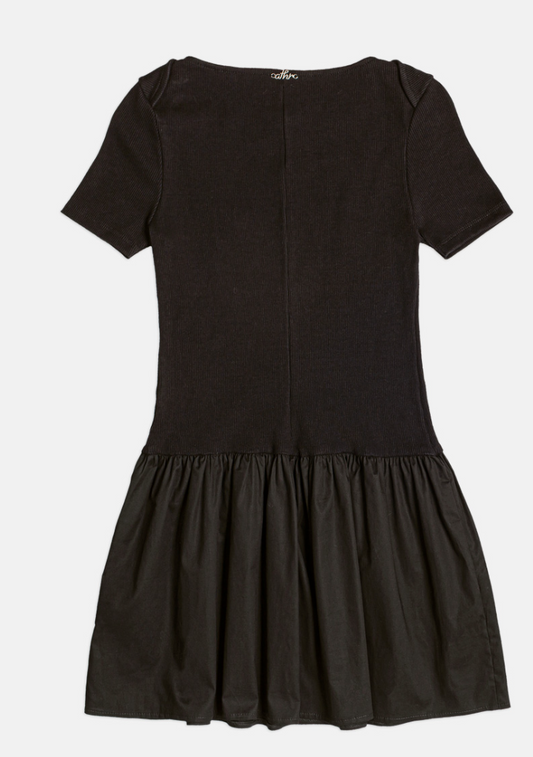 Vestido Teen Ribana e Saia no Tricoline Preto - Authoria