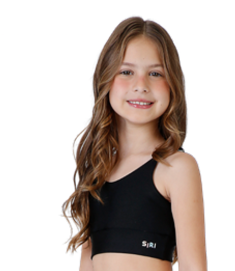 Conjunto Infantil Top Sara Trilobal Básico Preto e Bermuda Eloisa Trilobal Básico Preto - Siri Sport