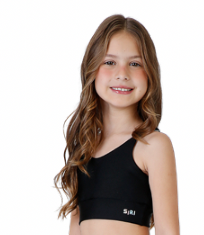 Conjunto Infantil Top Sara Trilobal Básico Preto e Bermuda Eloisa Trilobal Básico Preto - Siri Sport