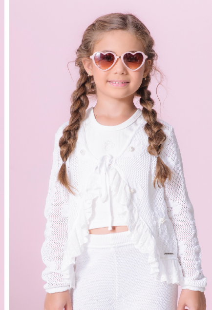 Casaqueto Infantil Tricot Rendado Flores - Pituchinhus