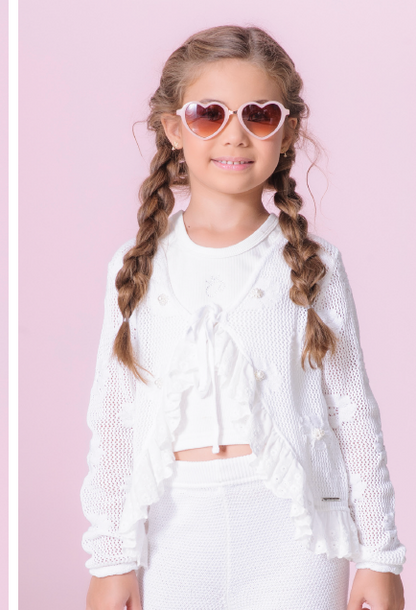 Casaqueto Infantil Tricot Rendado Flores - Pituchinhus