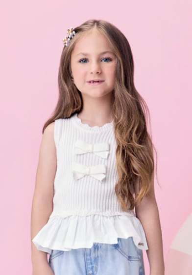 Blusa Infantil Tricot Lacinhos e Babados - Momi