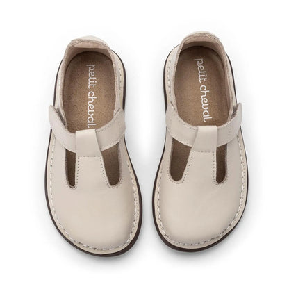 Sapato Infantil Couro Colegial Creme - Petit Cheval