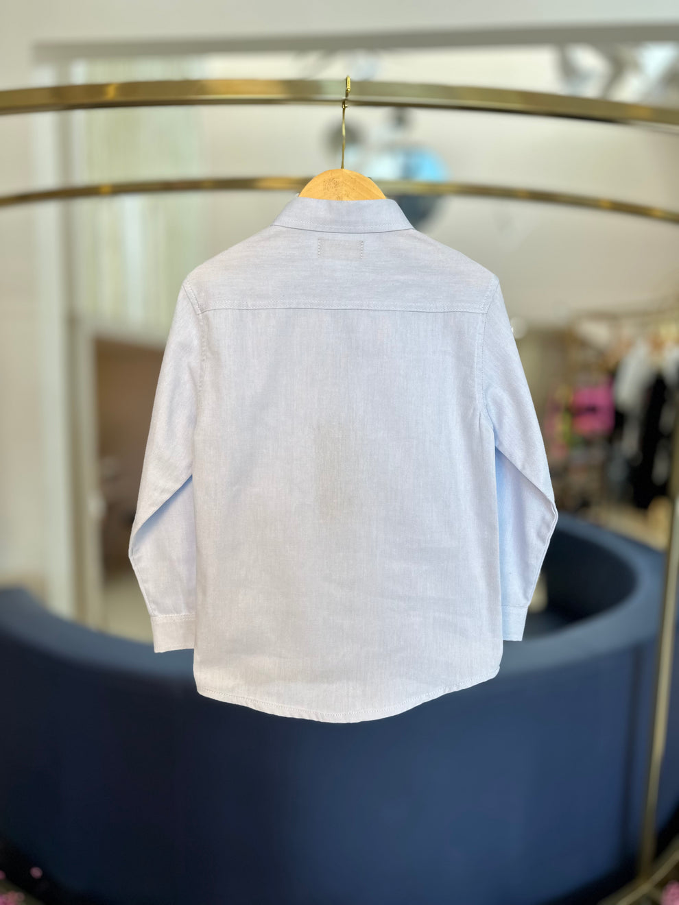 Conjunto Infantil Camisa Tricoline Azul e Calça Social Sarja Flex Preta - Dame