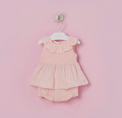 Conjunto Bebê Bata Golinha Bordados e Calcinha - Petit Cherie