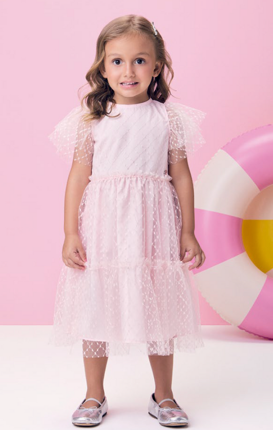 Vestido Infantil Tule Bordado Classic Rose - Momi PRÉ-VENDA