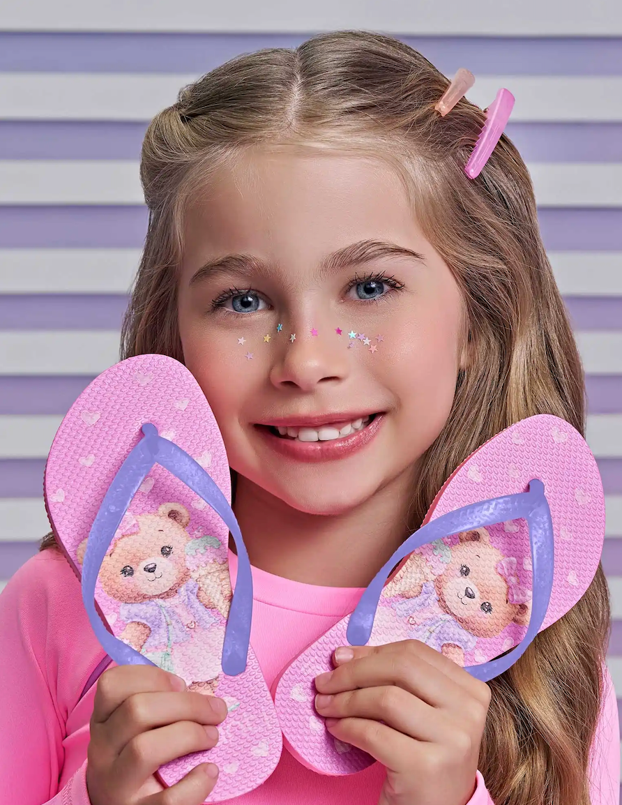 Chinelo Infantil Rosa Ursinha Com Sorvete e Bolsinha - Infanti