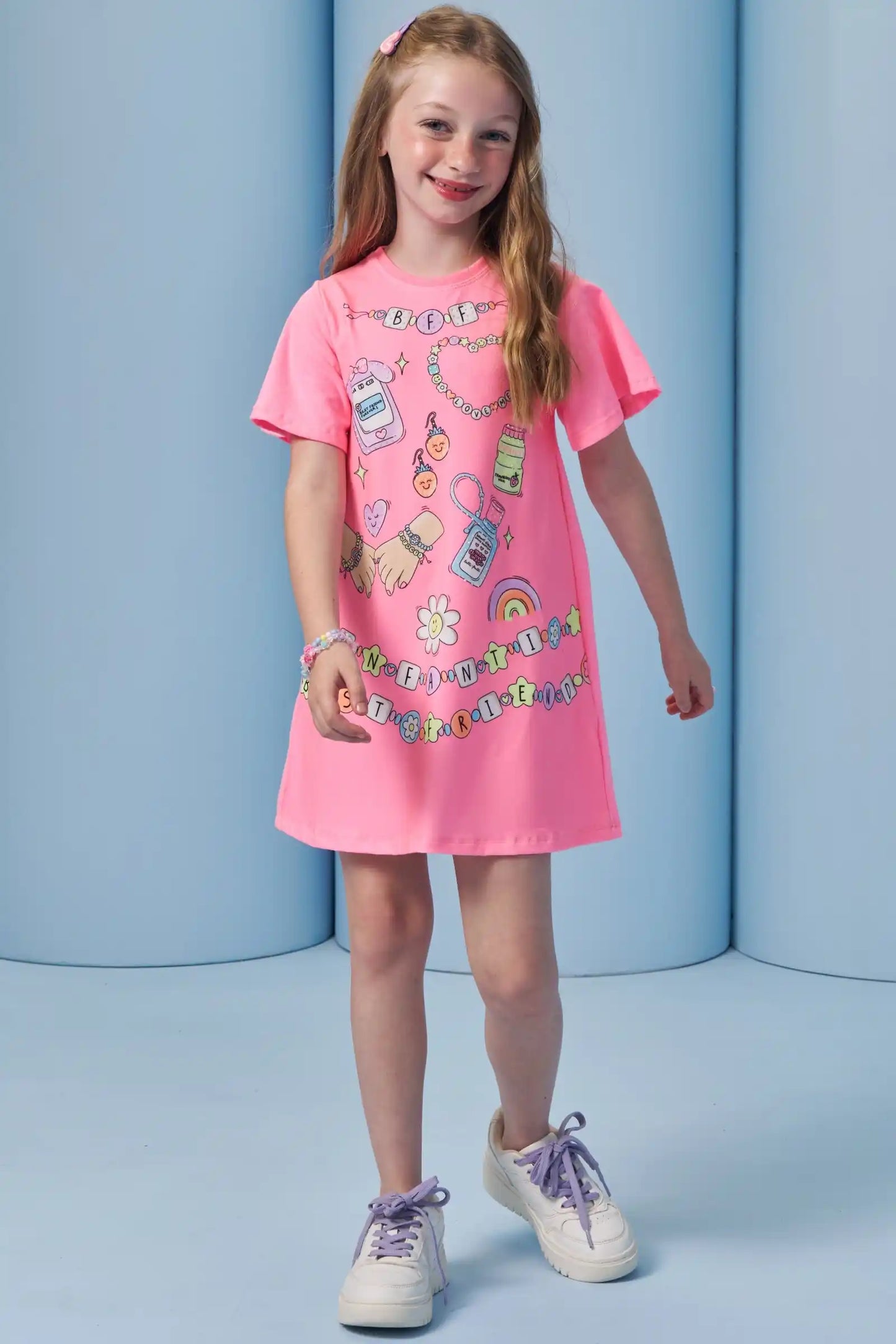 Vestido infantil Best Friend Pulseiras - Infanti