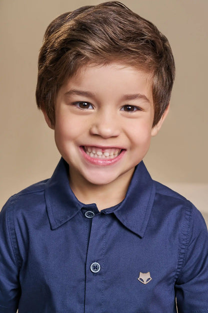 Conjunto Infantil Camisa Tricoline Mônaco e Bermuda Sarja Marinho - Little Johnny
