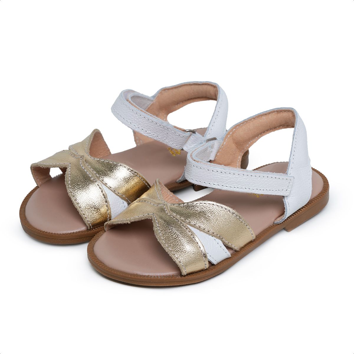 Sandália Infantil Flor Dourada Branca Perolada - Gracia