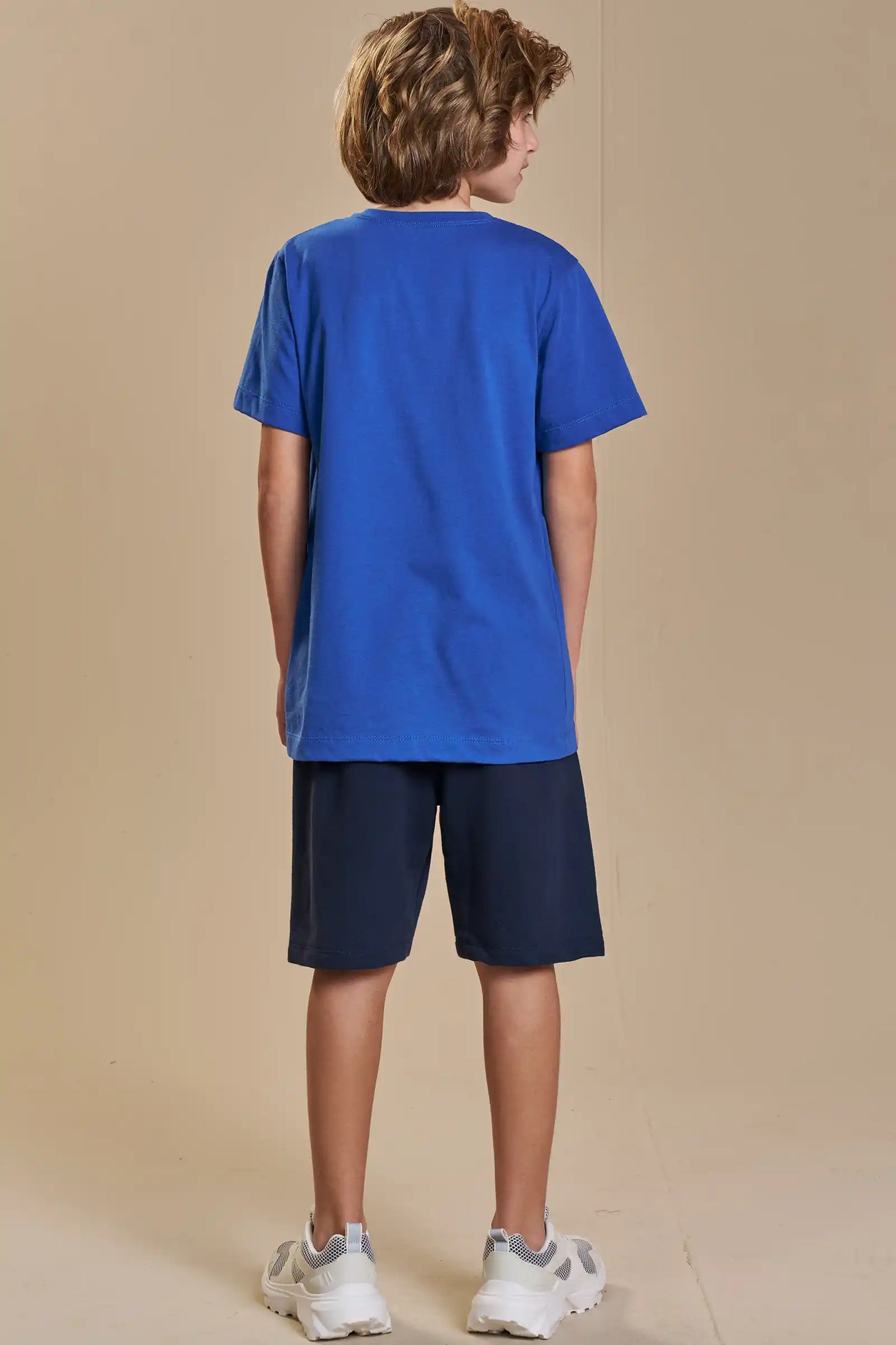 Conjunto Infantil  Camiseta Azul Royal e Bermuda Marinho - Little Johnny