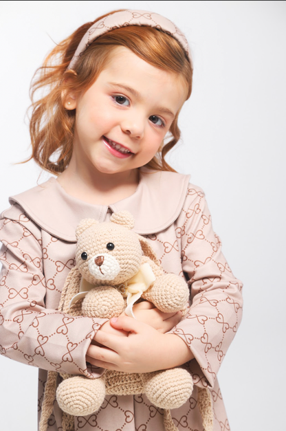 Mochila Infantil Conceito Ursinho Tricot Bege - Luluzinha
