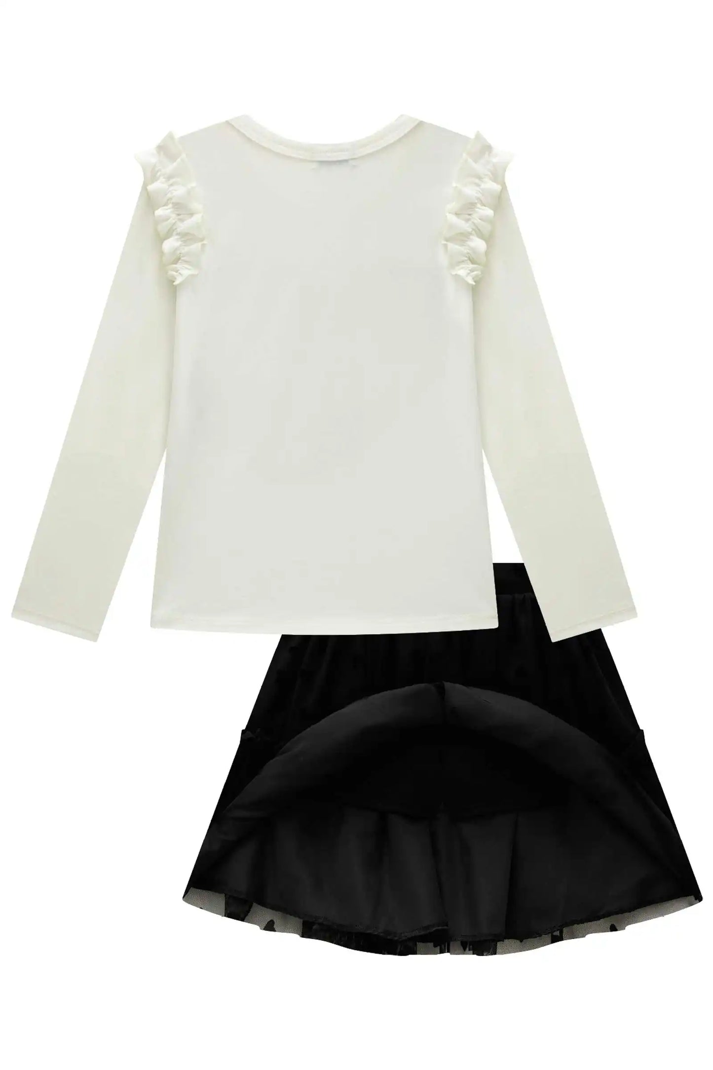 Conjunto Infantil Blusa Ml e Saia Preta - Infanti