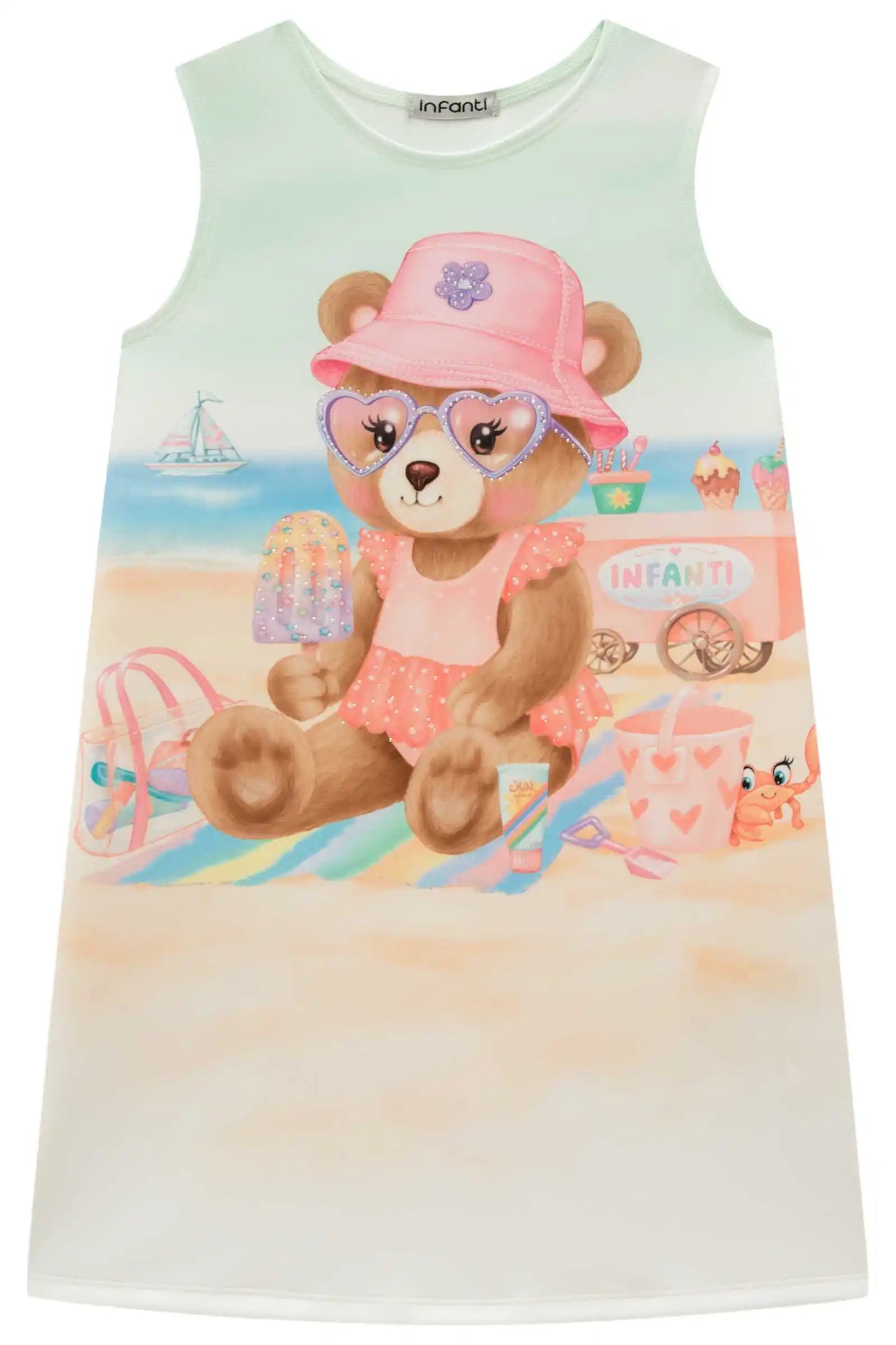 Vestido Infantil Ursinha Praia - Infanti