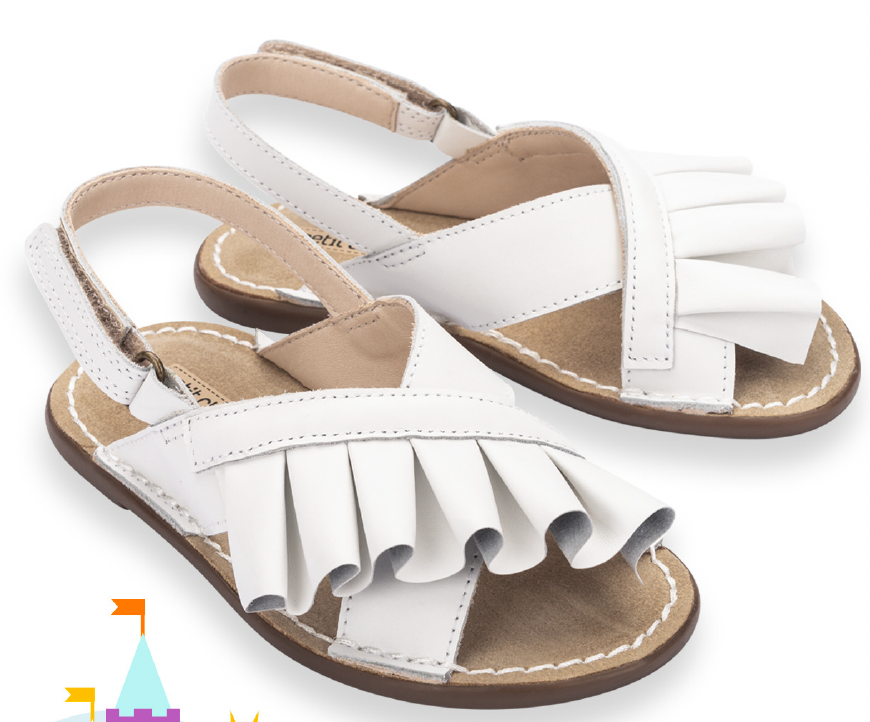 Sandália Infantil Babado Branca - Petit Cheval