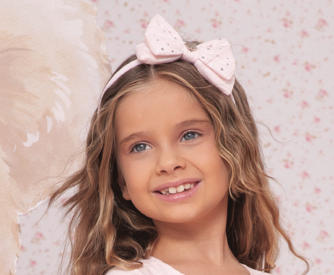 Tiara Infantil Laço Rosa com Strass - Pituchinhus