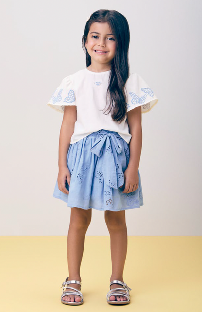 Conjunto Infantil Blusa e Saia-shorts Laise Azul - Momi