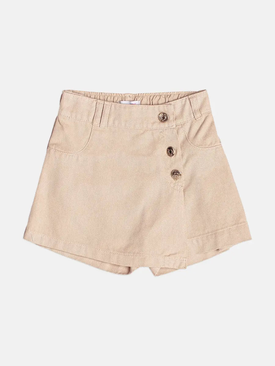 Shorts-Saia Infantil Sarja com Botões - Momi
