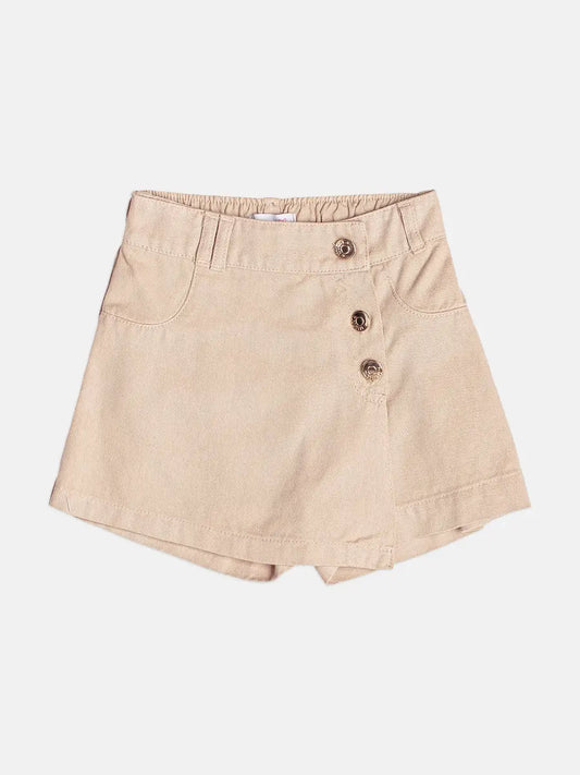 Shorts-Saia Infantil Sarja com Botões - Momi