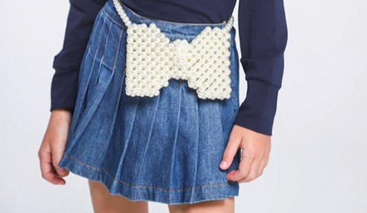 Conjunto Infantil Regata Canelada Vermelha com Babados Tule Saia Shorts Jeans Pochete - Luluzinha