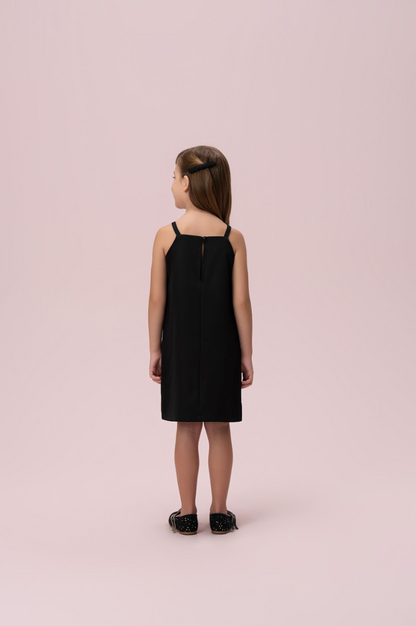 Vestido Infantil Alfaiataria Preto Lacinhos e Strass - Petit Cherie
