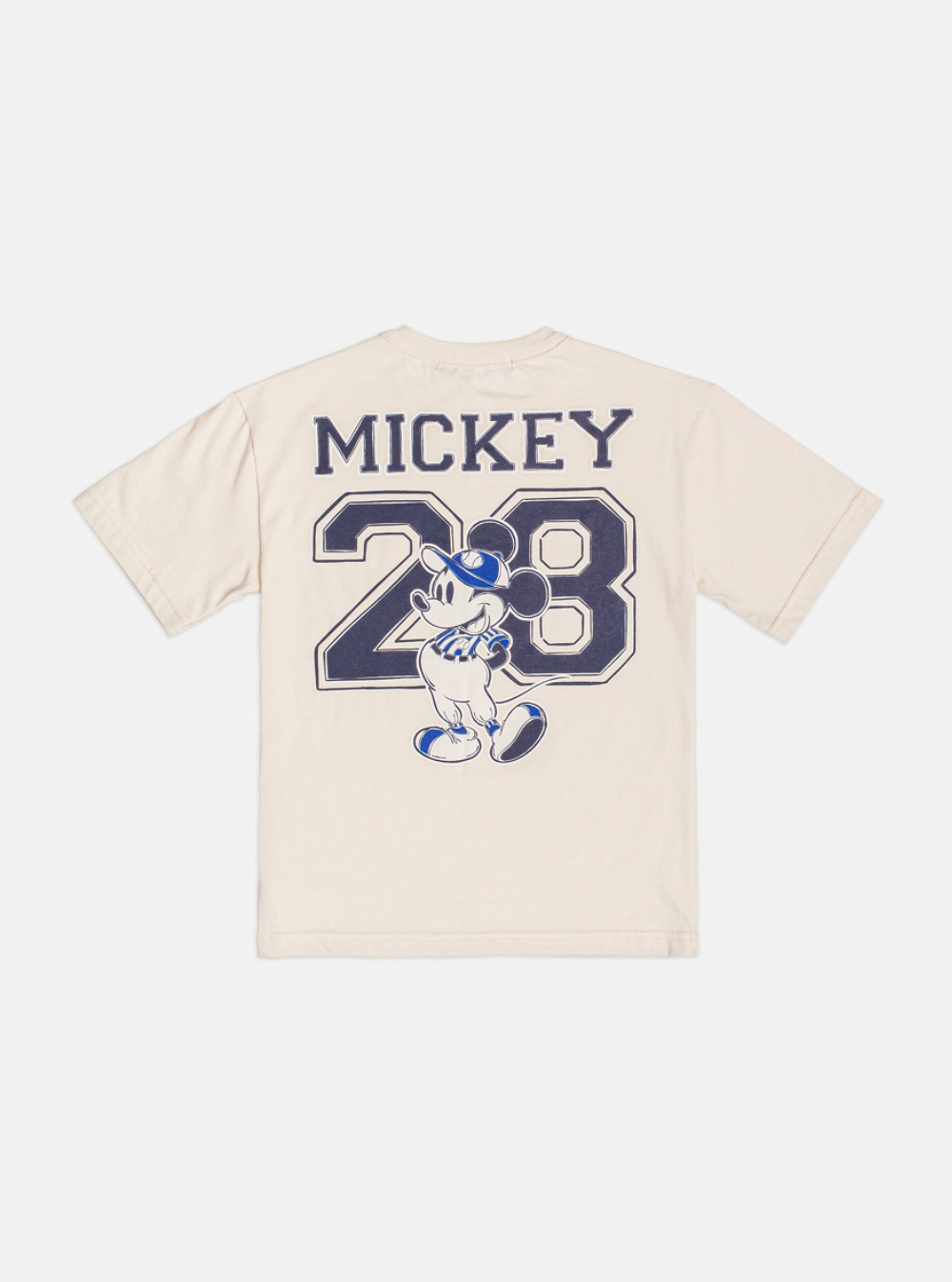 Conjunto Infantil Camiseta Bege Mickey e Bermuda Marinho Listrada - Youccie