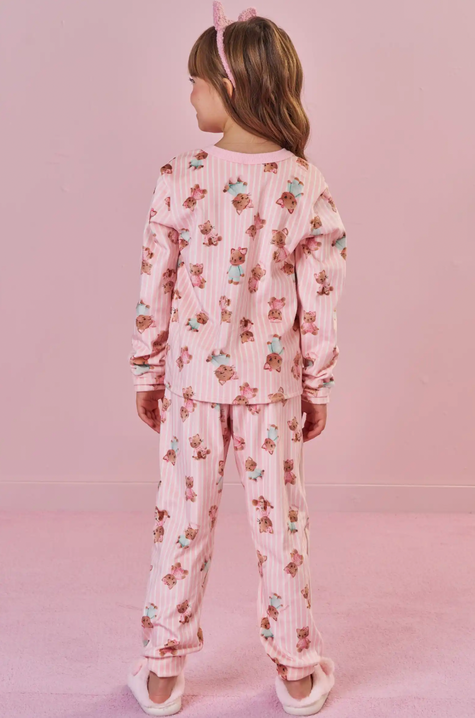 Pijama Infantil Blusão e Calça Fleece Luxo Ursinhas Rosa Claro - Infanti