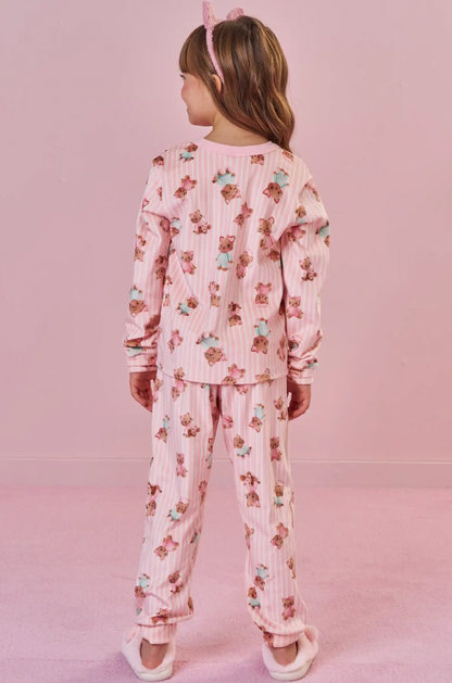 Pijama Infantil Blusão e Calça Fleece Luxo Ursinhas Rosa Claro - Infanti