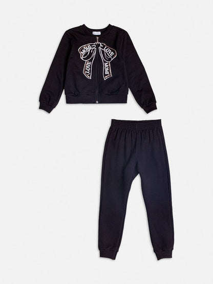 Conjunto Infantil Laço Bordado Paetê Jaqueta e Calça - Momi