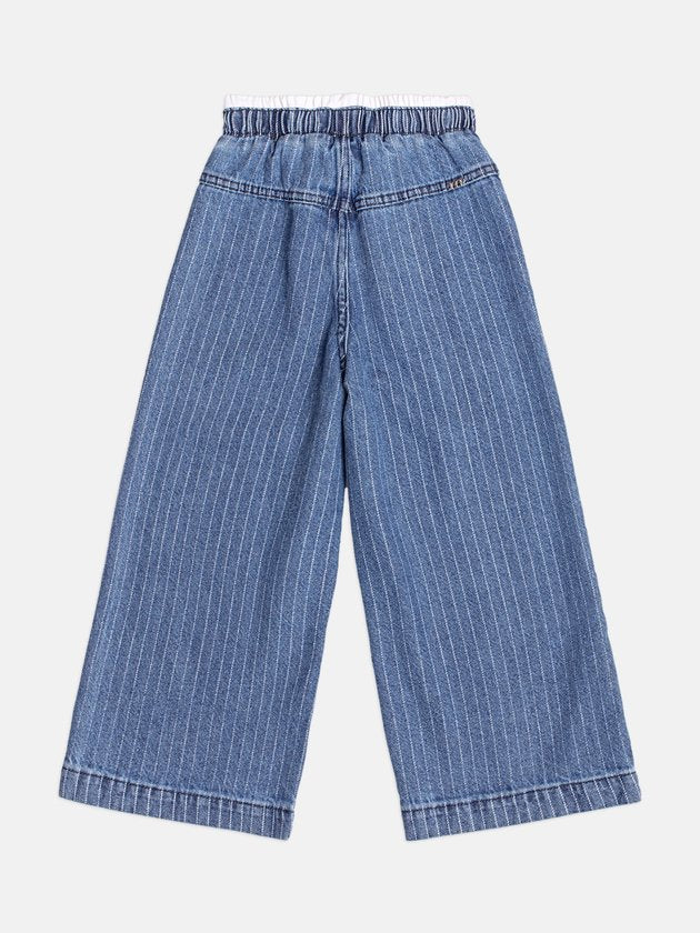 Conjunto Infantil Casaco  Over Hello Kitty Cranberry Juice e Calça Jeans Listrada Cós Duplo - Momi