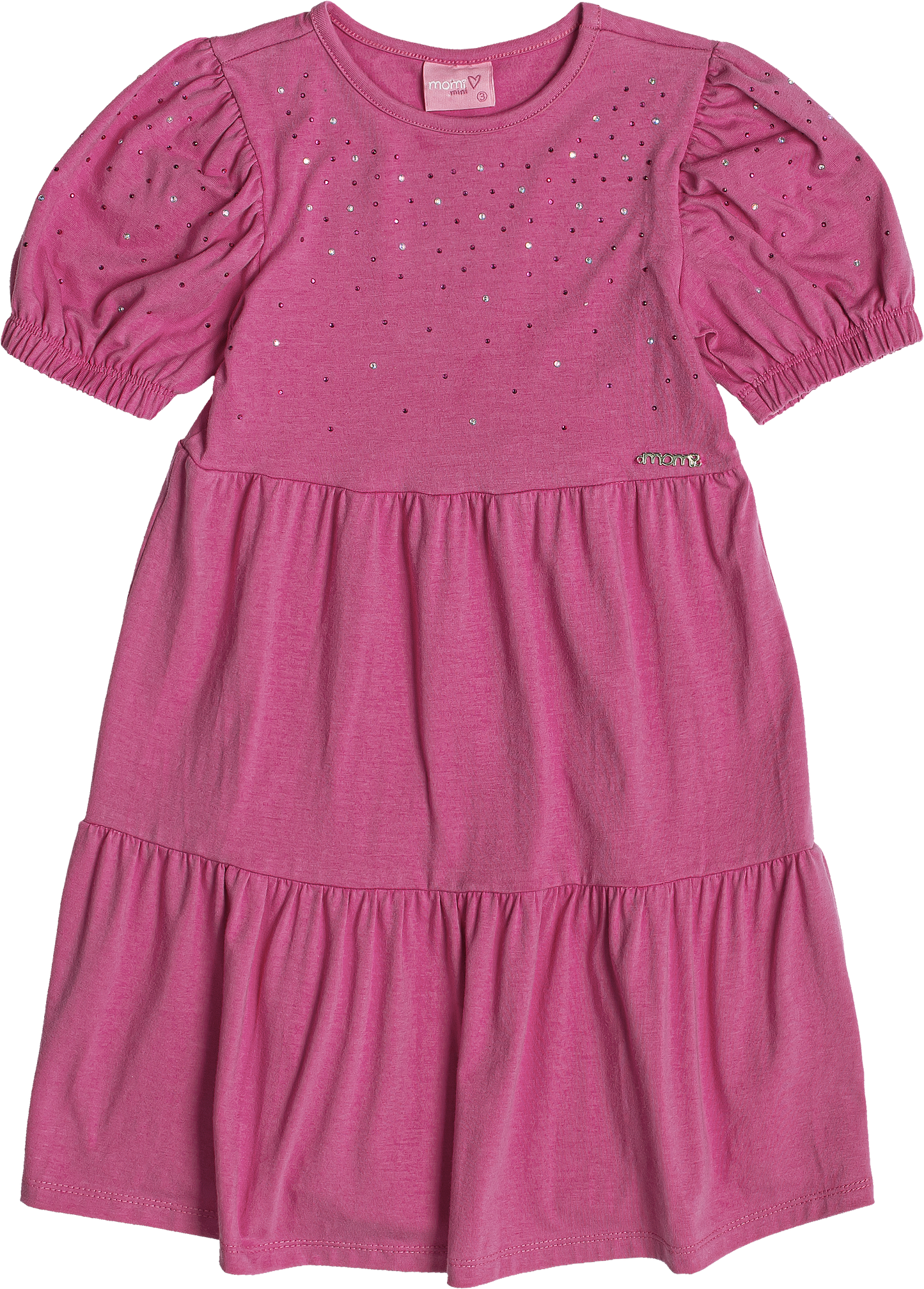 Vestido MC Fucsia Strass Momi