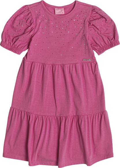 Vestido MC Fucsia Strass Momi