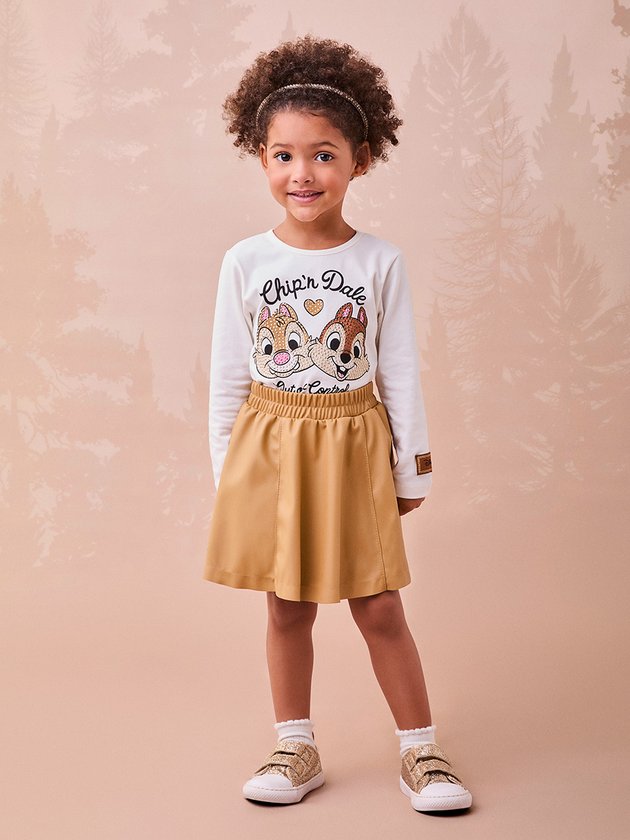 Saia Infantil Couro Tech Caramelo - Momi