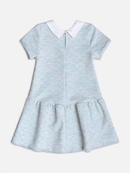 Vestido Infantil Tweed Azul Strass - Momi