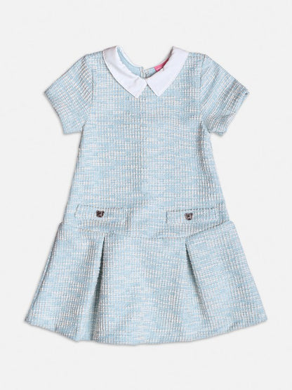 Vestido Infantil Tweed Azul Strass - Momi
