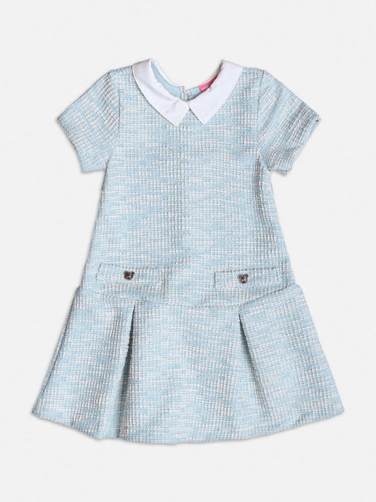 Vestido Infantil Tweed Azul Strass - Momi