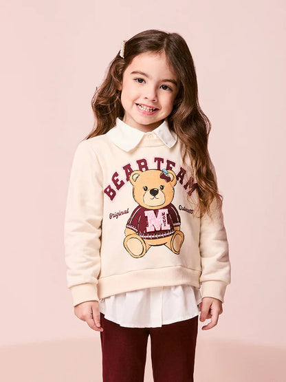 Conjunto Infantil Casaco Bear Team  e Legging Bordô - Momi