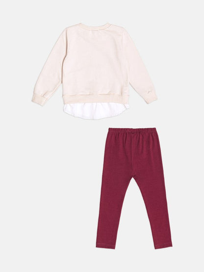 Conjunto Infantil Casaco Bear Team  e Legging Bordô - Momi