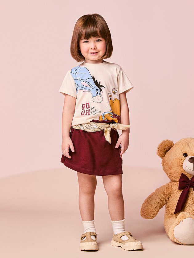 Conjunto Infantil Blusa Ursinho Pooh e Shorts Moletom - Momi