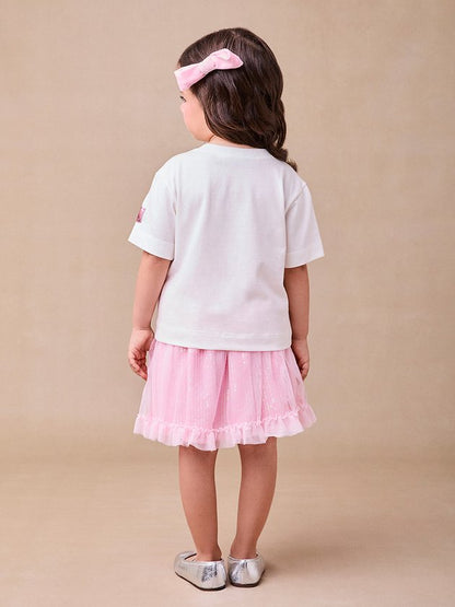 Conjunto Infantil Princesas Patch Disney e Saia Ballet Tule - Animê